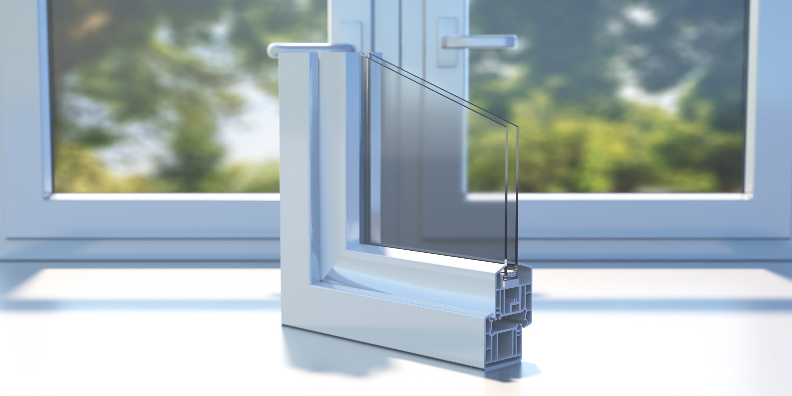 Aluminum profile frame double glazing cross section.